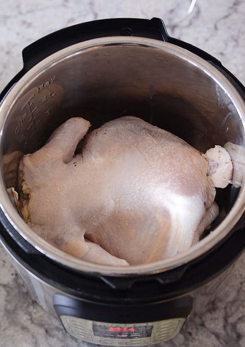 Un pollo crudo en Instant Pot. 