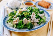 Pollo chino para llevar y brócoli