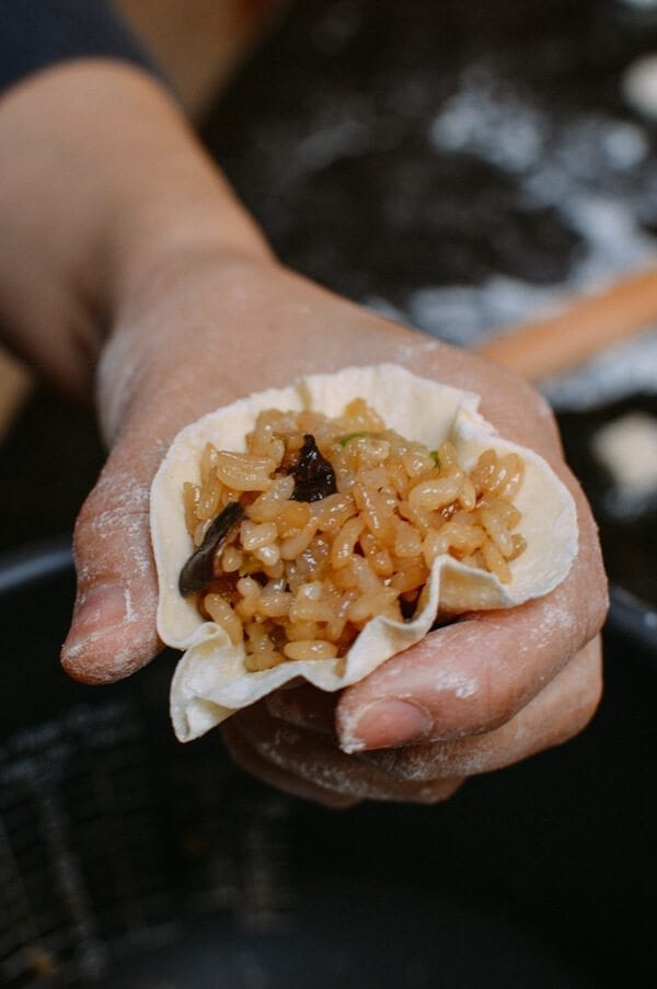 Shumai de champiñones y arroz pegajoso con wraps caseros (vegetariano), thewoksoflife.com