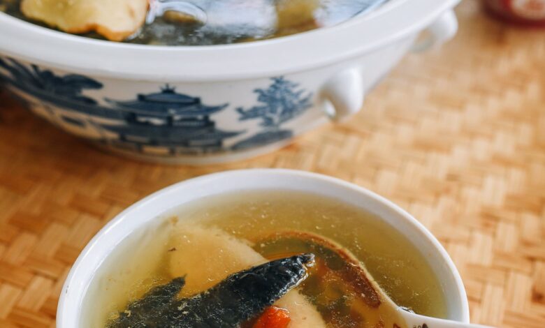 Bowl of Chinese Black Chicken Soup